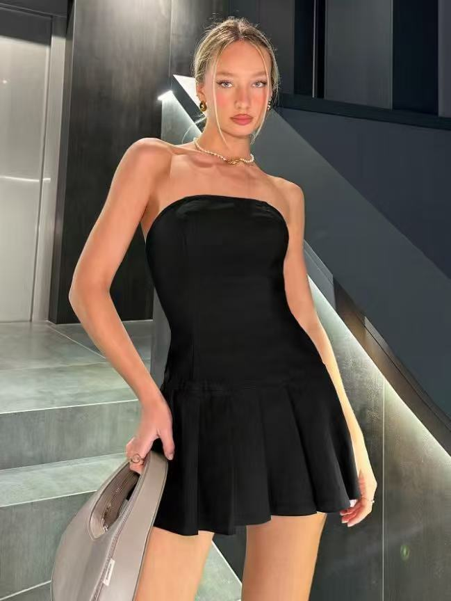   فستان نسائي قصير أسود بدون ح - مراجعة Strapless Bra Backless وسعره